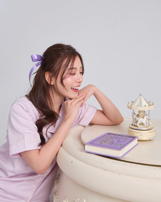 泰國人氣睡衣 Slip To Sleep | Lullaby 粉紫短袖上衣+長褲 🎠 #無需穿胸罩 #全棉材質