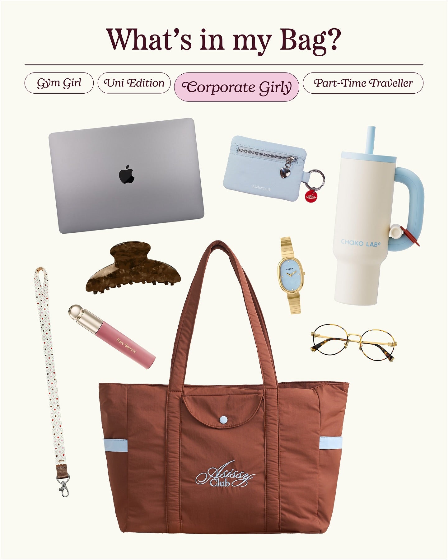 After School Big Tote Bag 大容量奶油色手袋  [ 4 colors ]