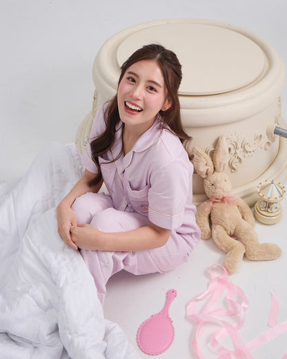 泰國人氣睡衣 Slip To Sleep | Lullaby 粉紫短袖上衣＋長褲 🎠  #無需穿胸罩 #全棉材質