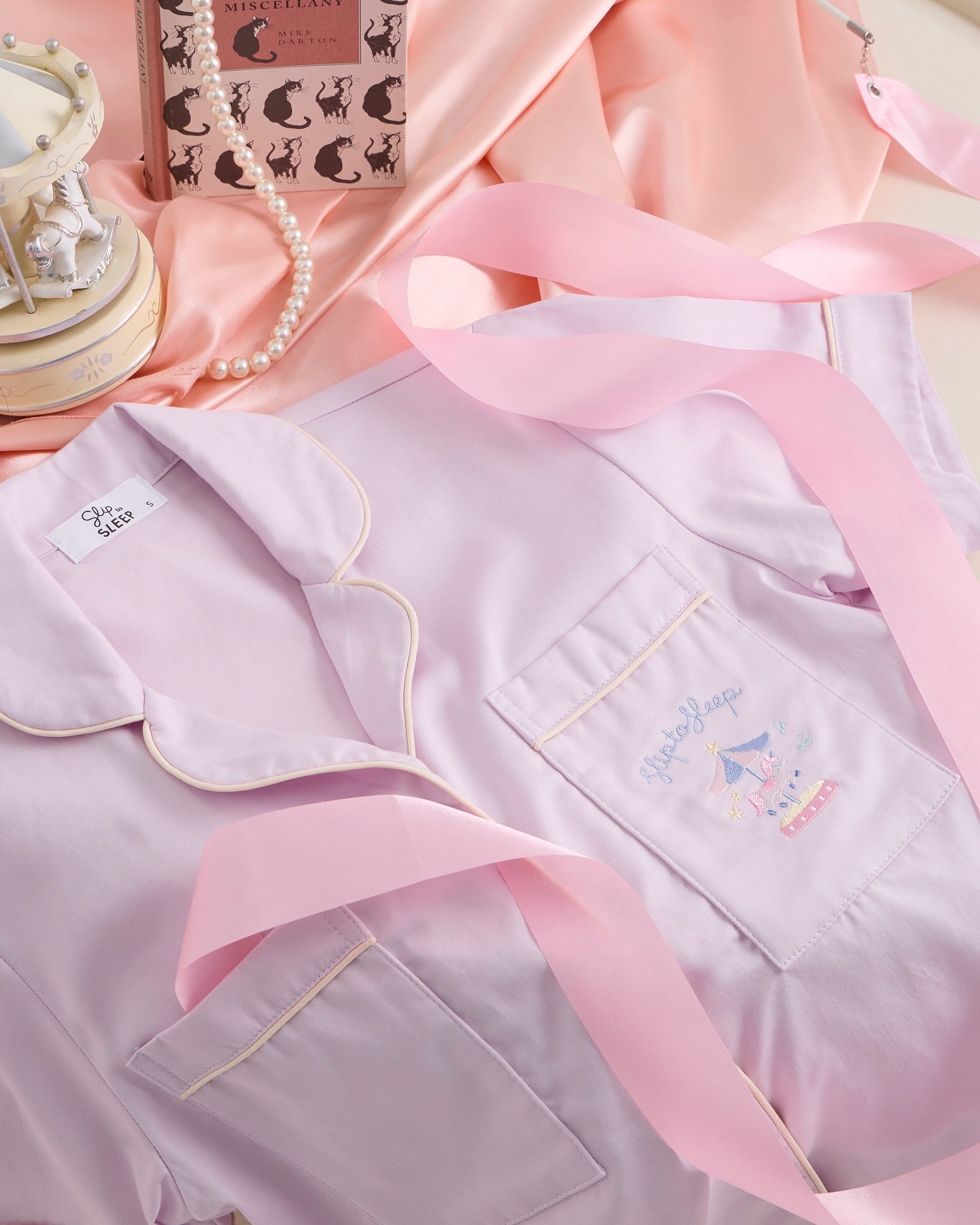 泰國人氣睡衣 Slip To Sleep | Lullaby 粉紫短袖上衣＋長褲 🎠  #無需穿胸罩 #全棉材質