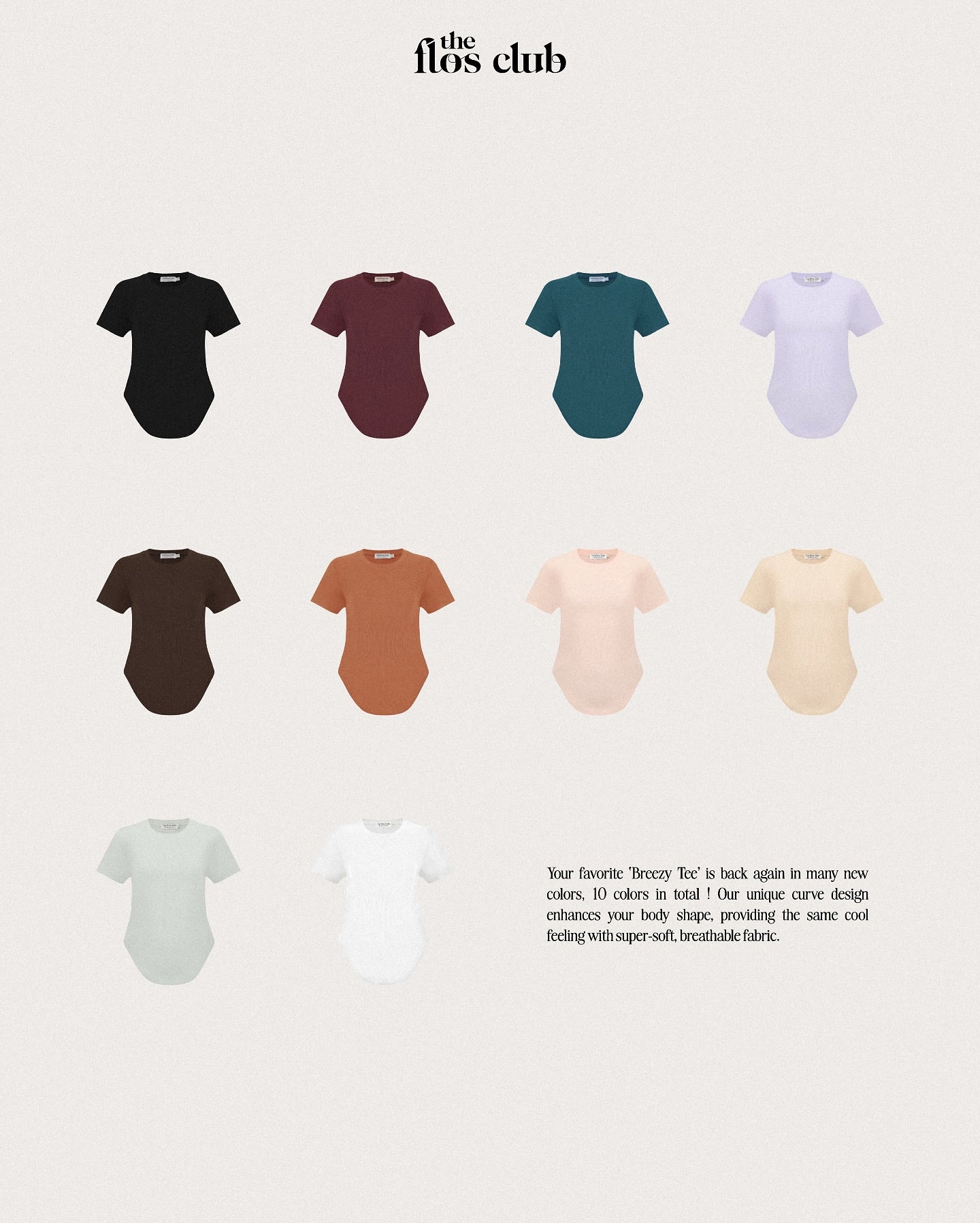 The Flos Club - 顯瘦遮臀彈力T恤Tee